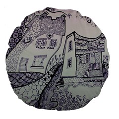 Doodle Drawing Texture Style Large 18  Premium Flano Round Cushions