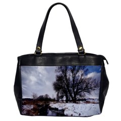 Winter Bach Wintry Snow Water Office Handbags by Celenk