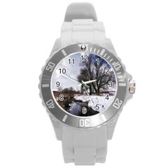 Winter Bach Wintry Snow Water Round Plastic Sport Watch (l) by Celenk