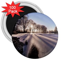 Winter Lake Cold Wintry Frozen 3  Magnets (100 Pack) by Celenk