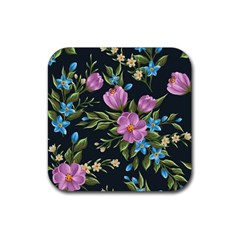 Beautiful Floral Pattern Rubber Square Coaster (4 Pack) 