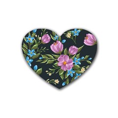 Beautiful Floral Pattern Heart Coaster (4 Pack)  by allthingseveryone