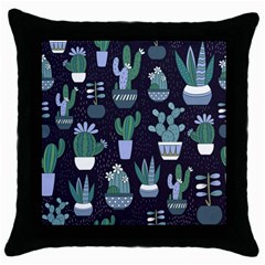 Cactus Pattern Throw Pillow Case (black)