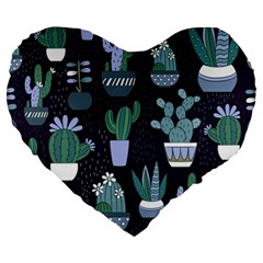 Cactus Pattern Large 19  Premium Heart Shape Cushions