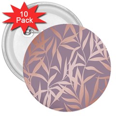 Rose Gold, Asian,leaf,pattern,bamboo Trees, Beauty, Pink,metallic,feminine,elegant,chic,modern,wedding 3  Buttons (10 Pack)  by NouveauDesign