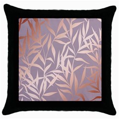 Rose Gold, Asian,leaf,pattern,bamboo Trees, Beauty, Pink,metallic,feminine,elegant,chic,modern,wedding Throw Pillow Case (black) by NouveauDesign