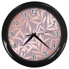 Rose Gold, Asian,leaf,pattern,bamboo Trees, Beauty, Pink,metallic,feminine,elegant,chic,modern,wedding Wall Clocks (black)