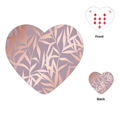 Rose Gold, Asian,leaf,pattern,bamboo Trees, Beauty, Pink,metallic,feminine,elegant,chic,modern,wedding Playing Cards (heart)  by NouveauDesign