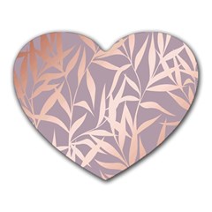 Rose Gold, Asian,leaf,pattern,bamboo Trees, Beauty, Pink,metallic,feminine,elegant,chic,modern,wedding Heart Mousepads