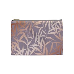 Rose Gold, Asian,leaf,pattern,bamboo Trees, Beauty, Pink,metallic,feminine,elegant,chic,modern,wedding Cosmetic Bag (medium) 