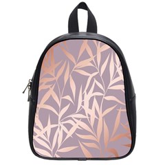 Rose Gold, Asian,leaf,pattern,bamboo Trees, Beauty, Pink,metallic,feminine,elegant,chic,modern,wedding School Bag (small) by NouveauDesign