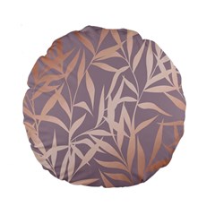Rose Gold, Asian,leaf,pattern,bamboo Trees, Beauty, Pink,metallic,feminine,elegant,chic,modern,wedding Standard 15  Premium Round Cushions by NouveauDesign