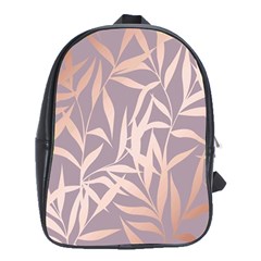 Rose Gold, Asian,leaf,pattern,bamboo Trees, Beauty, Pink,metallic,feminine,elegant,chic,modern,wedding School Bag (xl)