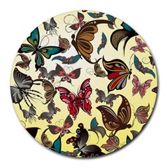 Colorful Butterflies Round Mousepads