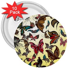 Colorful Butterflies 3  Buttons (10 Pack) 