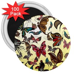 Colorful Butterflies 3  Magnets (100 Pack) by allthingseveryone