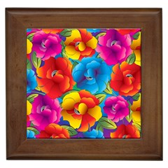 Neon Colored Floral Pattern Framed Tiles