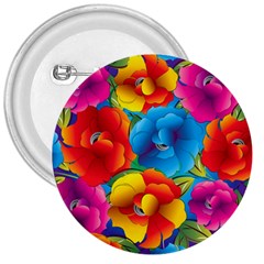 Neon Colored Floral Pattern 3  Buttons