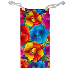 Neon Colored Floral Pattern Jewelry Bag