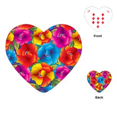 Neon Colored Floral Pattern Playing Cards (heart)  by allthingseveryone