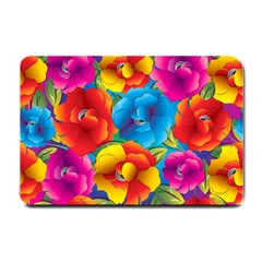 Neon Colored Floral Pattern Small Doormat  by allthingseveryone