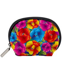 Neon Colored Floral Pattern Accessory Pouches (small)  by allthingseveryone