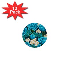 Light Blue Roses And Daisys 1  Mini Buttons (10 Pack)  by allthingseveryone