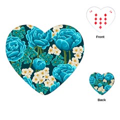 Light Blue Roses And Daisys Playing Cards (heart)  by allthingseveryone