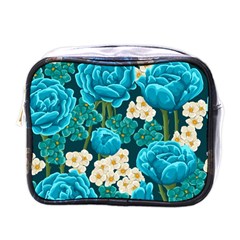 Light Blue Roses And Daisys Mini Toiletries Bags by allthingseveryone