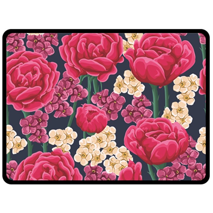 Pink Roses And Daisies Fleece Blanket (Large) 