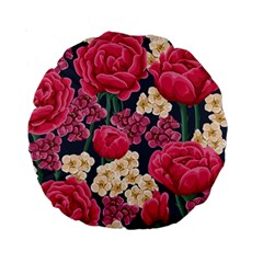 Pink Roses And Daisies Standard 15  Premium Round Cushions by allthingseveryone