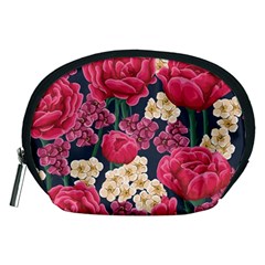 Pink Roses And Daisies Accessory Pouches (medium)  by allthingseveryone