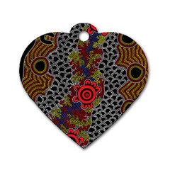 Aboriginal Art - Campsite Dog Tag Heart (one Side)