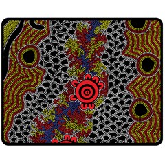 Aboriginal Art - Campsite Double Sided Fleece Blanket (medium)  by hogartharts