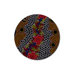 Aboriginal Art - Meeting Places Rubber Round Coaster (4 Pack) 