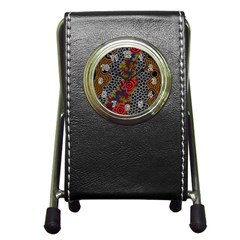 Aboriginal Art - Meeting Places Pen Holder Desk Clocks