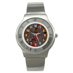 Aboriginal Art - Meeting Places Stainless Steel Watch