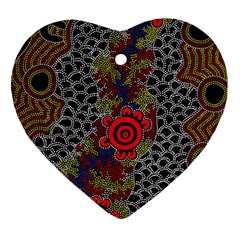 Aboriginal Art - Meeting Places Heart Ornament (two Sides)