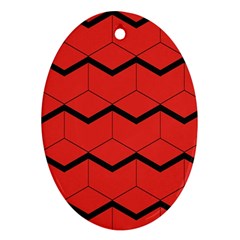 Red Box Pattern Ornament (oval) by berwies