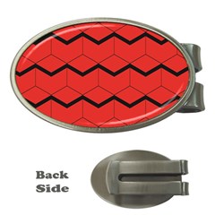 Red Box Pattern Money Clips (oval) 