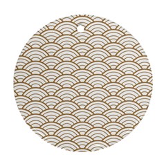 Art Deco,japanese Fan Pattern, Gold,white,vintage,chic,elegant,beautiful,shell Pattern, Modern,trendy Ornament (round)