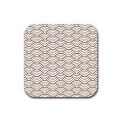 Art Deco,japanese Fan Pattern, Gold,white,vintage,chic,elegant,beautiful,shell Pattern, Modern,trendy Rubber Coaster (square) 