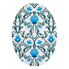 Art Nouveau, Art Deco, Floral,vintage,blue,green,white,beautiful,elegant,chic,modern,trendy,belle Époque Ornament (oval) by NouveauDesign