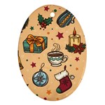 Cute Vintage Christmas Pattern Ornament (Oval) Front