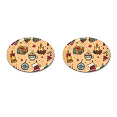 Cute Vintage Christmas Pattern Cufflinks (oval) by allthingseveryone