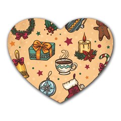 Cute Vintage Christmas Pattern Heart Mousepads