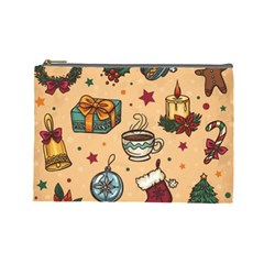 Cute Vintage Christmas Pattern Cosmetic Bag (large)  by allthingseveryone