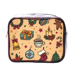 Cute Vintage Christmas Pattern Mini Toiletries Bags by allthingseveryone