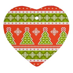 Christmas Tree Ugly Sweater Pattern Ornament (heart) by allthingseveryone