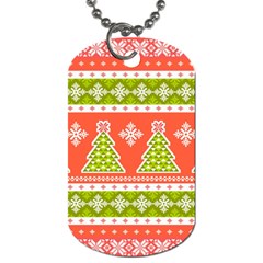 Christmas Tree Ugly Sweater Pattern Dog Tag (one Side) by allthingseveryone